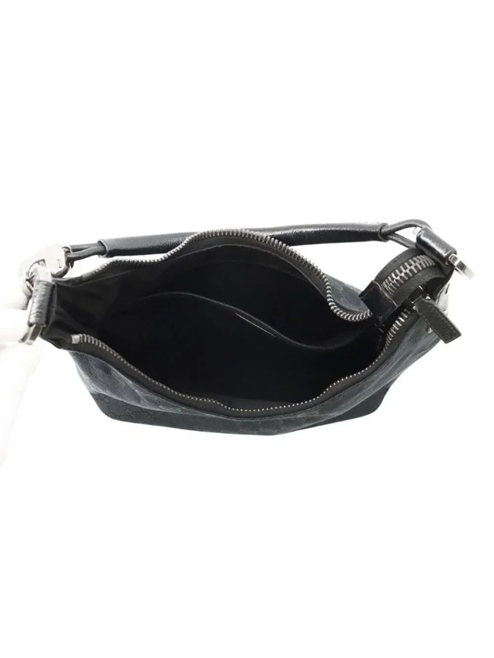 Gucci Shoulder Bag GG Canvas Leather Black